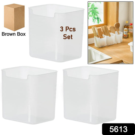 3Pcs Clear Plastic Organizer Storage Versatile Kitchen Drawer Organizer Tray for Desk, Makeup, Bathroom, Kitchen Pantry Cabinet Your Brand