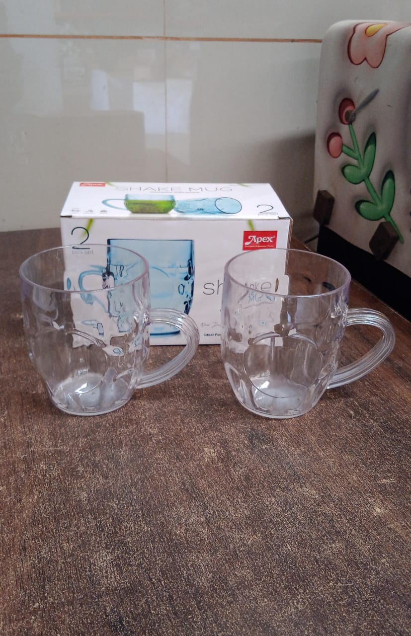 Apex Shake Mug Set – 2 Pieces Durable Plastic Mugs (350ml) Approx Your Brand