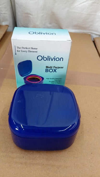 Blue Oblivion Multi-Purpose Storage Box with Lid, DENTURE CASE (1 Pc) Your Brand