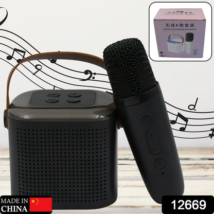 Wireless Speaker Microphone Set, RGB Light Support Memory Card PortableKaraoke Machine Perfect  for Travel TV Your Brand