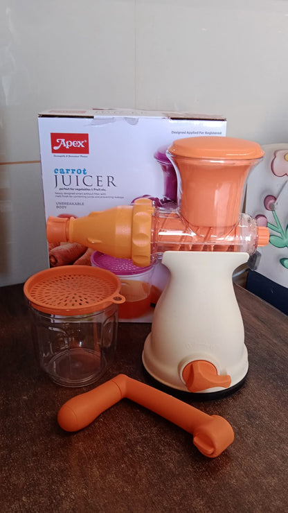 Apex Manual Carrot and Fruit Juicer – Heavy-Duty (1 Pc With Glass) Your Brand