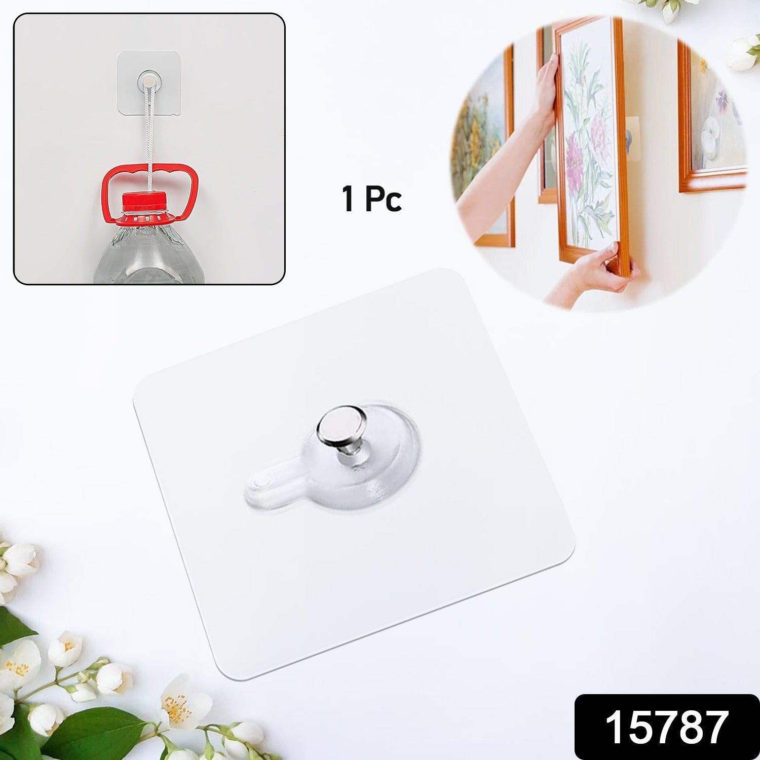 Damage-free wall hooks for photo frames providing easy mounting without wall damage