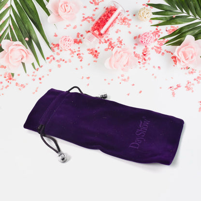 Small fancy return gift bags in purple fabric with drawstring for elegant gifting