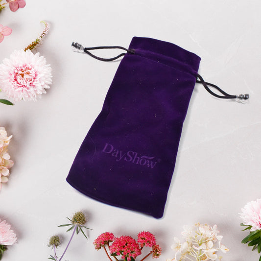 Small fancy return gift bags in elegant purple velvet designed for special occasions and gifting