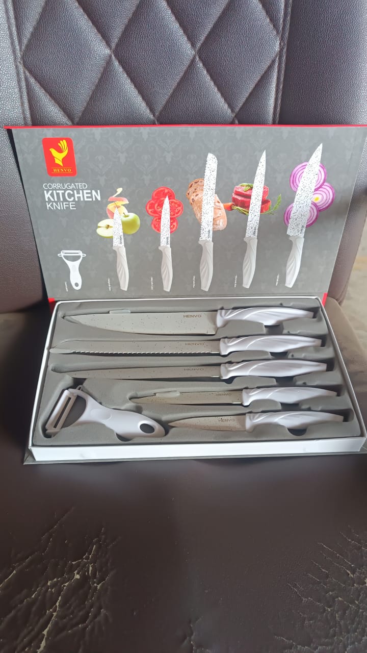 Marble Coated Stainless Steel Kitchen Knife Set (6 Pc) Your Brand