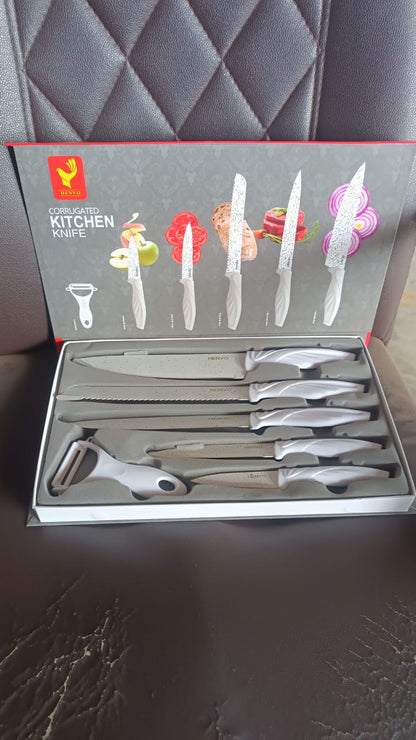 Marble Coated Stainless Steel Kitchen Knife Set (6 Pc) Your Brand