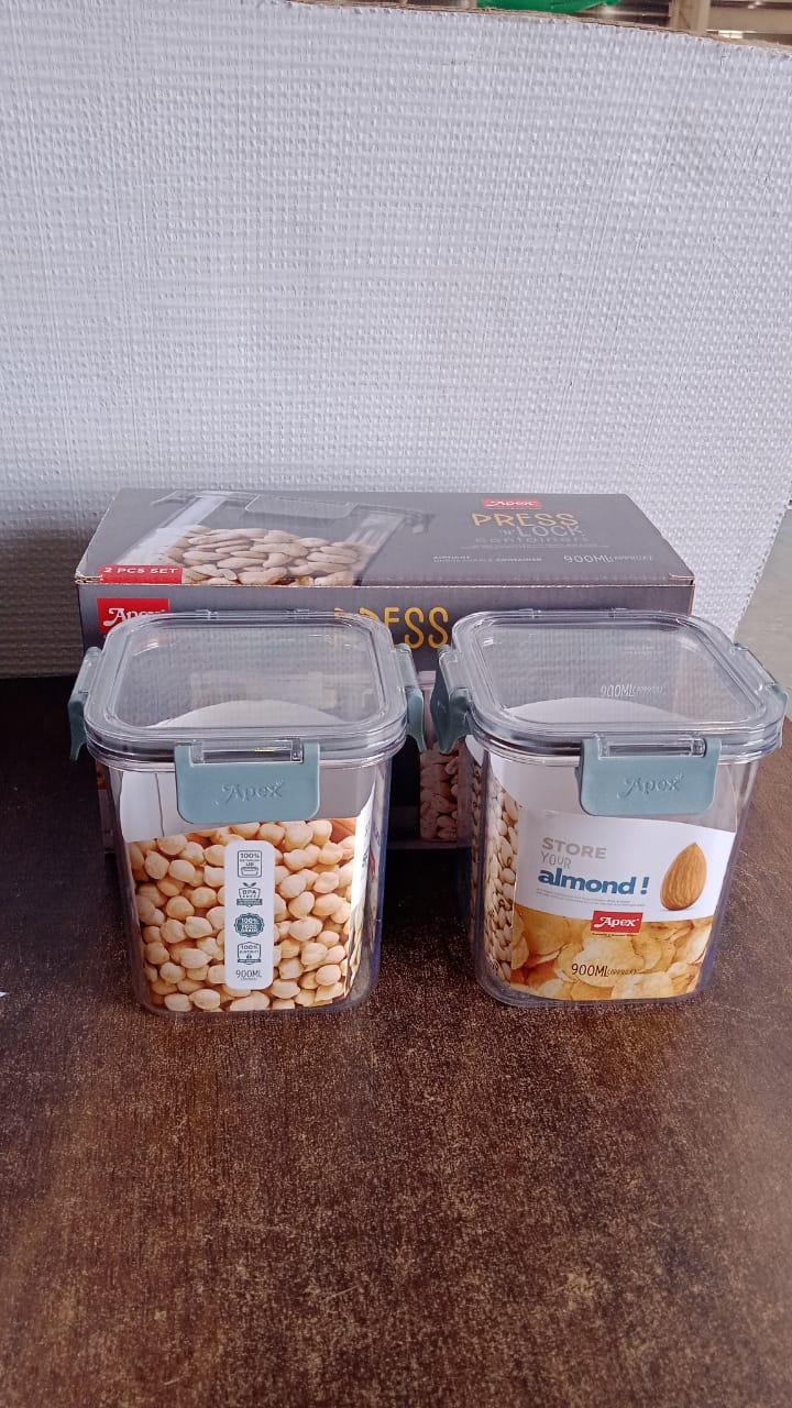 Apex Press N’ Lock Airtight Food Storage Container Set (2Pc/900ml) Approx Your Brand