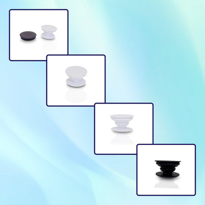Your Brand designer mobile holder in black and white options for enhanced grip and convenience
