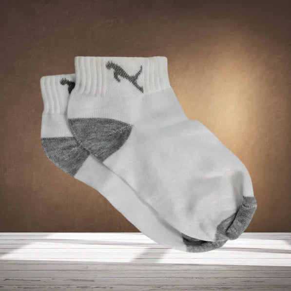 Stylish white designer socks for women with gray accents and a comfortable fit
