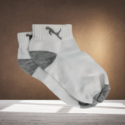 Stylish white designer socks for women with gray accents and a comfortable fit