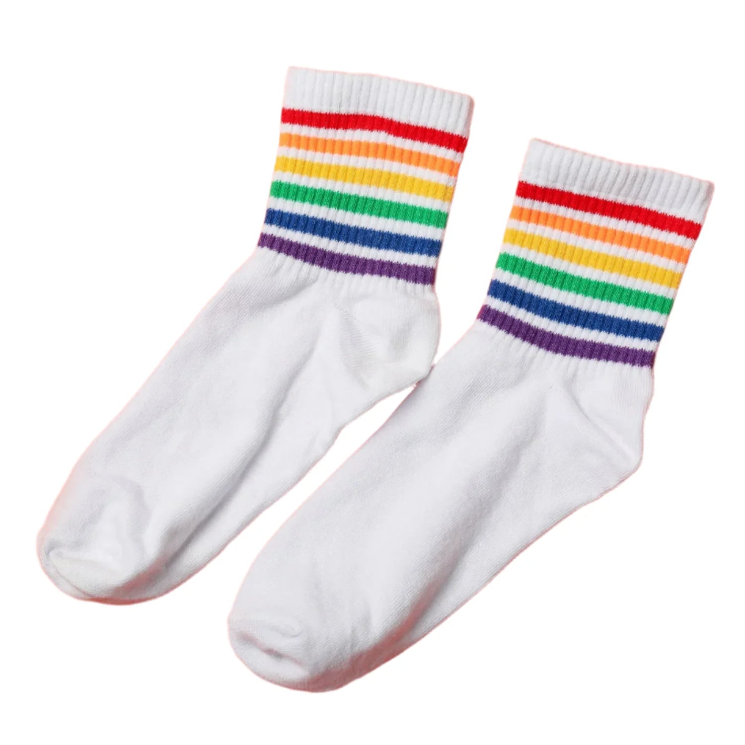 Your Brand Designer Socks for Women with Colorful Rainbow Stripes on White Background