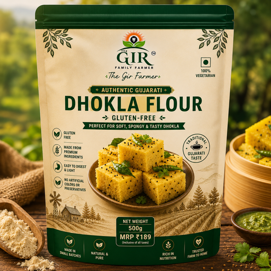 Authentic Gujarati Dhokla Flour 500g - Gluten-Free by GIR Family Farmer