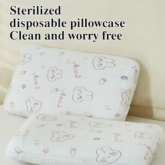 Sterilized disposable pillowcase with cute bunny design for a clean and worry-free sleep