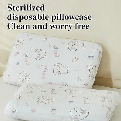 Sterilized disposable pillowcase with cute bunny design for a clean and worry-free sleep