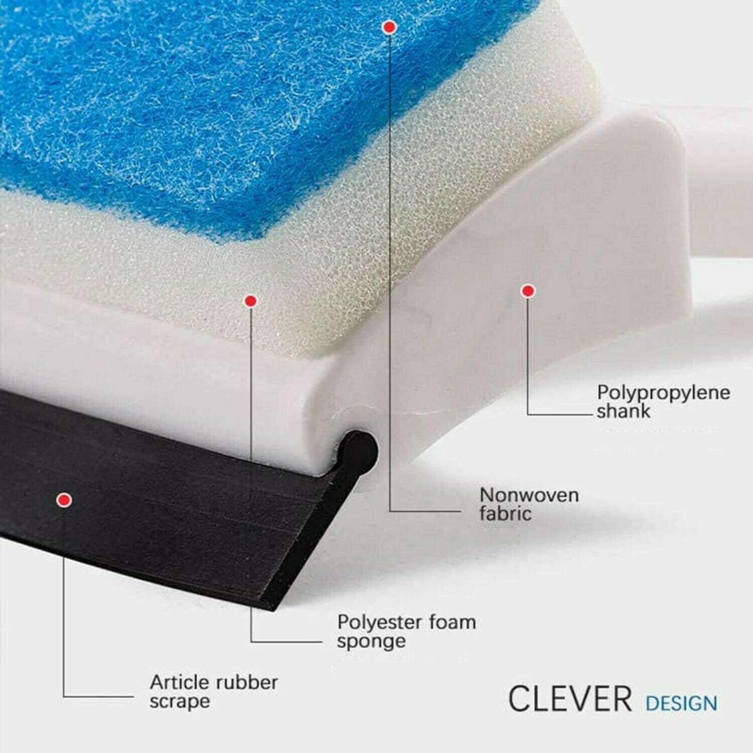 Close-up of the double sided glass wiper featuring a polypropylene shank and polyester foam sponge