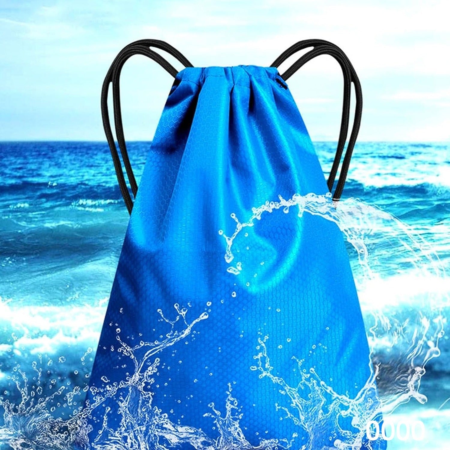 Blue drawstring sport bag for gym with water-resistant design ideal for athletes