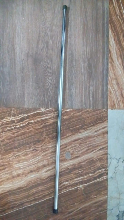 THE GIR FARMER drill-free adjustable curtain rod with silver finish on tiled floor background