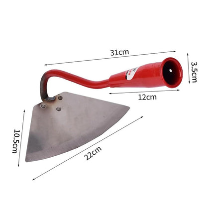 Durable manual weed puller made of stainless steel with a sturdy red handle for effective weed removal
