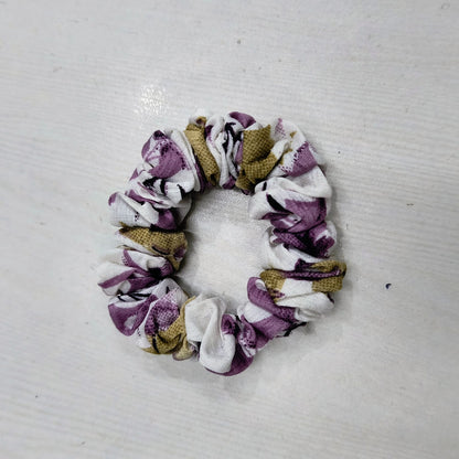 Durable printed hair accessories scrunchie with purple and olive floral pattern by Amd-Deodap
