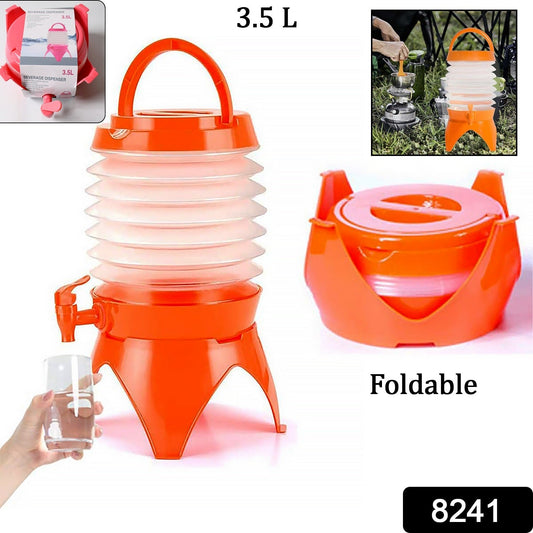 Plastic Collapsible Beverages Container with Tap Cold Drink Dispenser Folding Water Storage Water Jug Tank for Home and Outdoor Party Traveling Picnic (3.5 Litter/ Multicolor) Your Brand
