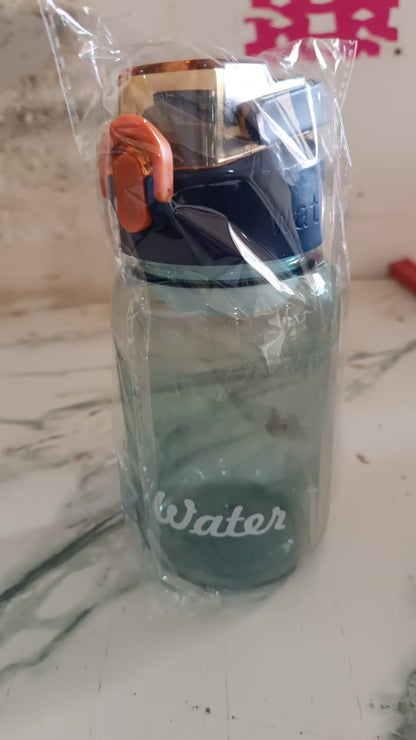 Blue Plastic Leak-Proof Flip Cap & Safty Lock Water Bottle (600ml Approx / 1 Pc) Your Brand