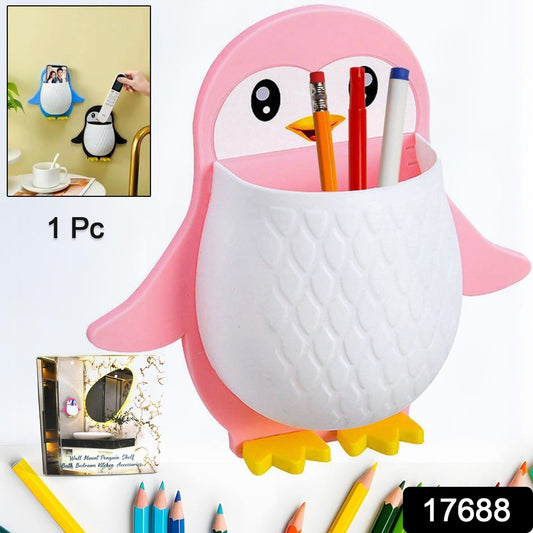 Penguin Storage Box, Adhesive Remote Case, Electric Toothbrushes Holder, Universal Controller Holder, Wall Nightstand, Office Plastic Wall Mount Your Brand