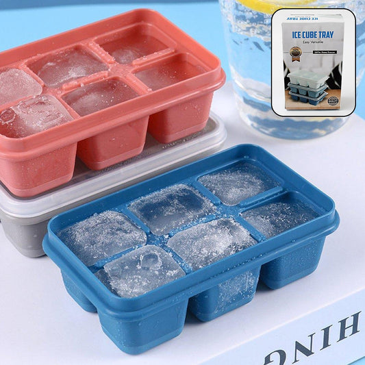 6 Grid Silicone Ice Tray Used In All Kinds Of Places Like Household Kitchens For Making Ice From Water And Various Things And All With Color Box (1 Pc) Your Brand