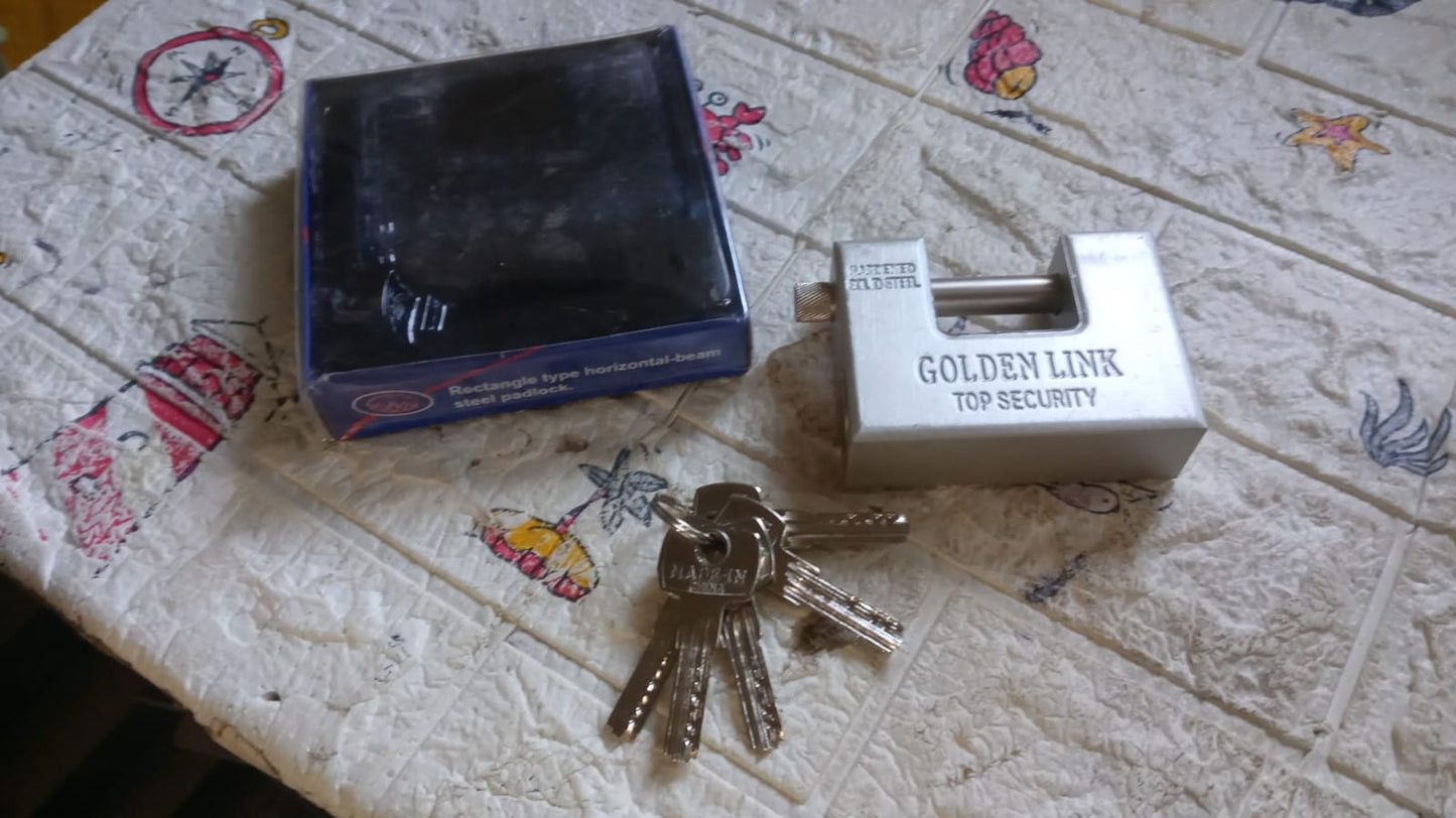 94mm Stainless Steel Padlock: Rectangular, Hardened Steel, 5 Keys Your Brand