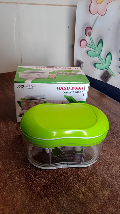 Manual Hand Push Garlic Cutter & Vegetable Chopper (1 pc) Your Brand