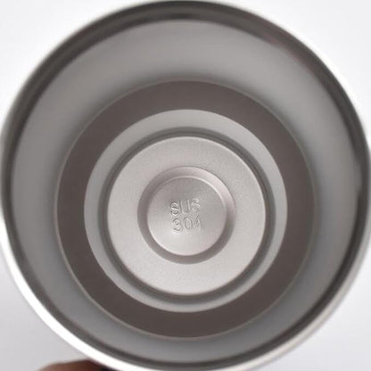Top view inside insulated sipper bottle with straw showing stainless steel SUS 304 base interior