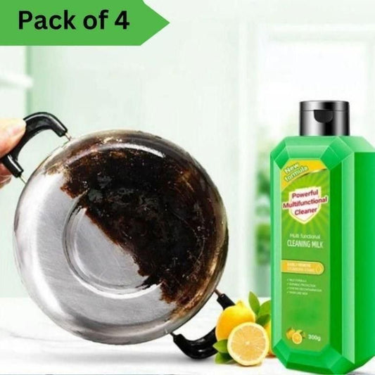 THE GIR FARMER green bottle and lemons cleaning greasy pan before and after using organic multifunctional cleaner pack of 4