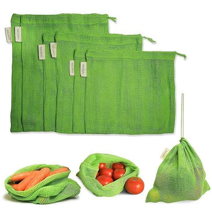 THE GIR FARMER green mesh produce bags for groceries in various sizes with drawstring closure