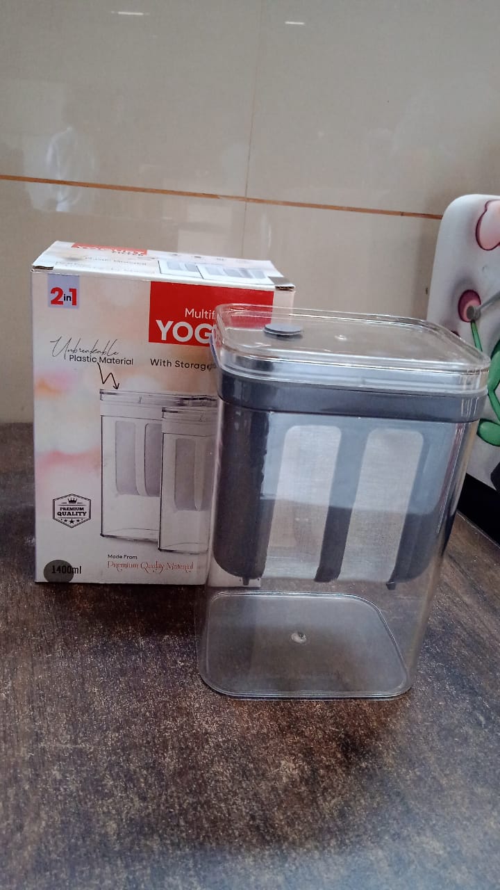 2 in 1 Yogurt Strainer with Storage Box – 1100ml (Plastic + Steel) Your Brand