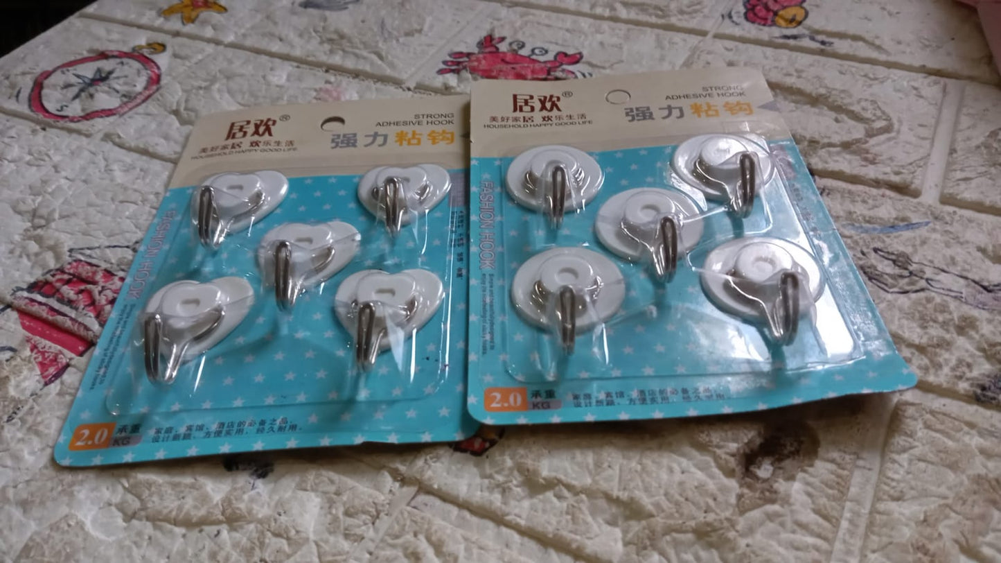 Multipurpose Strong Hook Self-Adhesive hooks for wall Heavy Plastic Hook, Sticky Hook Household For Home , Decorative Hooks, Bathroom & All Type Wall Use Hook , Suitable for Bathroom, Kitchen, Office (5 Pc Set) Your Brand