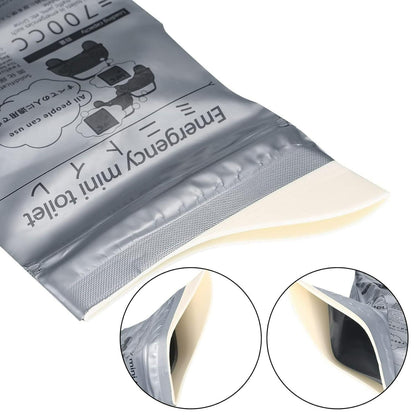 THE GIR FARMER outdoor camping disposable toilet solution showing the sealed pouch and opening details