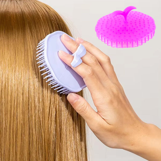 Your Brand ergonomic scalp massager brush gently detangling hair with soft silicone bristles