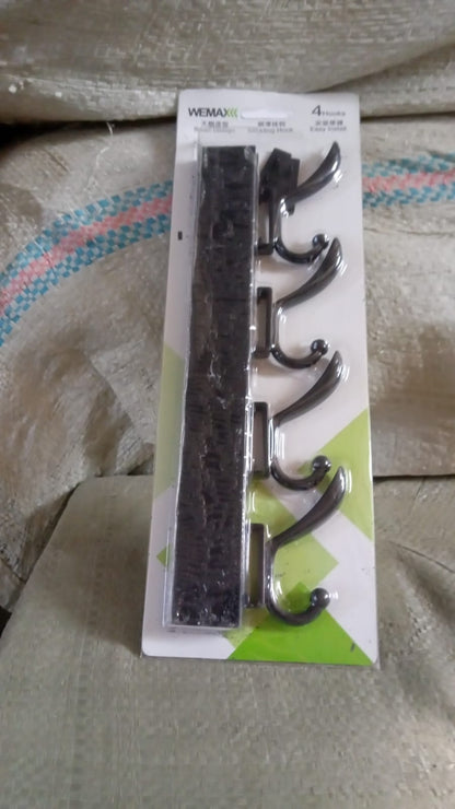Extra long wall coat hanger with four sturdy hooks for organized storage and easy access