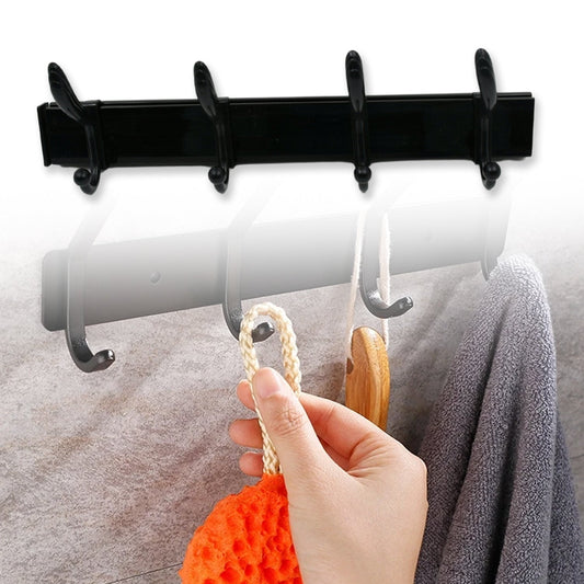 Extra long wall coat hanger with five hooks for convenient storage and organization of coats and accessories