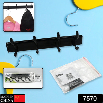 Your Brand extra long wall coat hanger in black with four durable hooks for organizing jackets