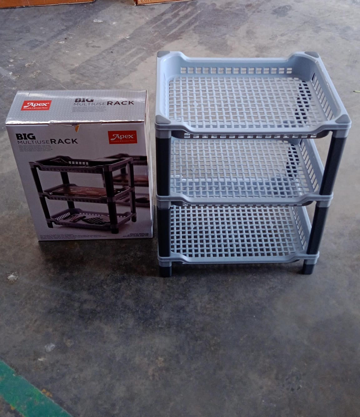 Apex Big Multi use Plastic Storage Rack – 3-Tier (1 Pc) Your Brand
