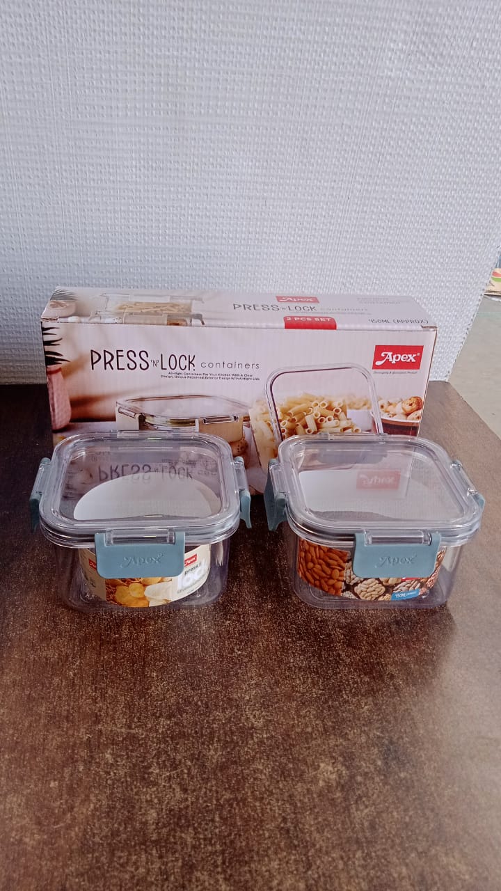Apex Press N’ Lock Airtight Food Storage Container Set (2Pc/450ml) Approx Your Brand