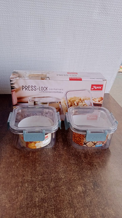 Apex Press N’ Lock Airtight Food Storage Container Set (2Pc/450ml) Approx Your Brand