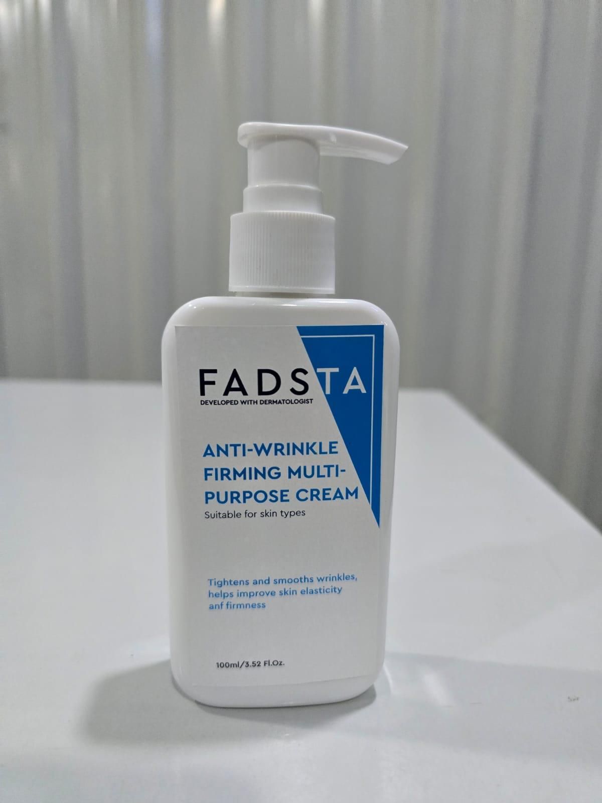 FADSTA Anti-Wrinkle Firming Cream in a pump bottle for skin tightening and smoothing benefits