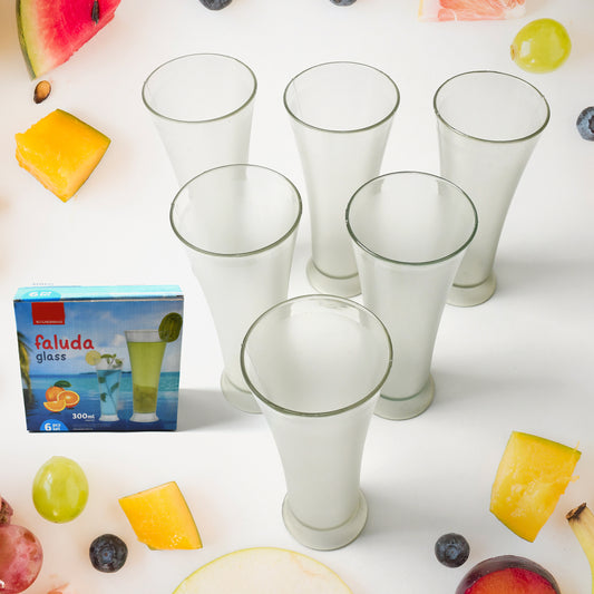 Wukusy Faluda ice cream glasses set of six with a tropical fruit backdrop for serving desserts
