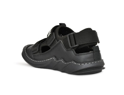 Black breathable sandals for all day wear from The Gir Farmer with adjustable straps and cushioned sole