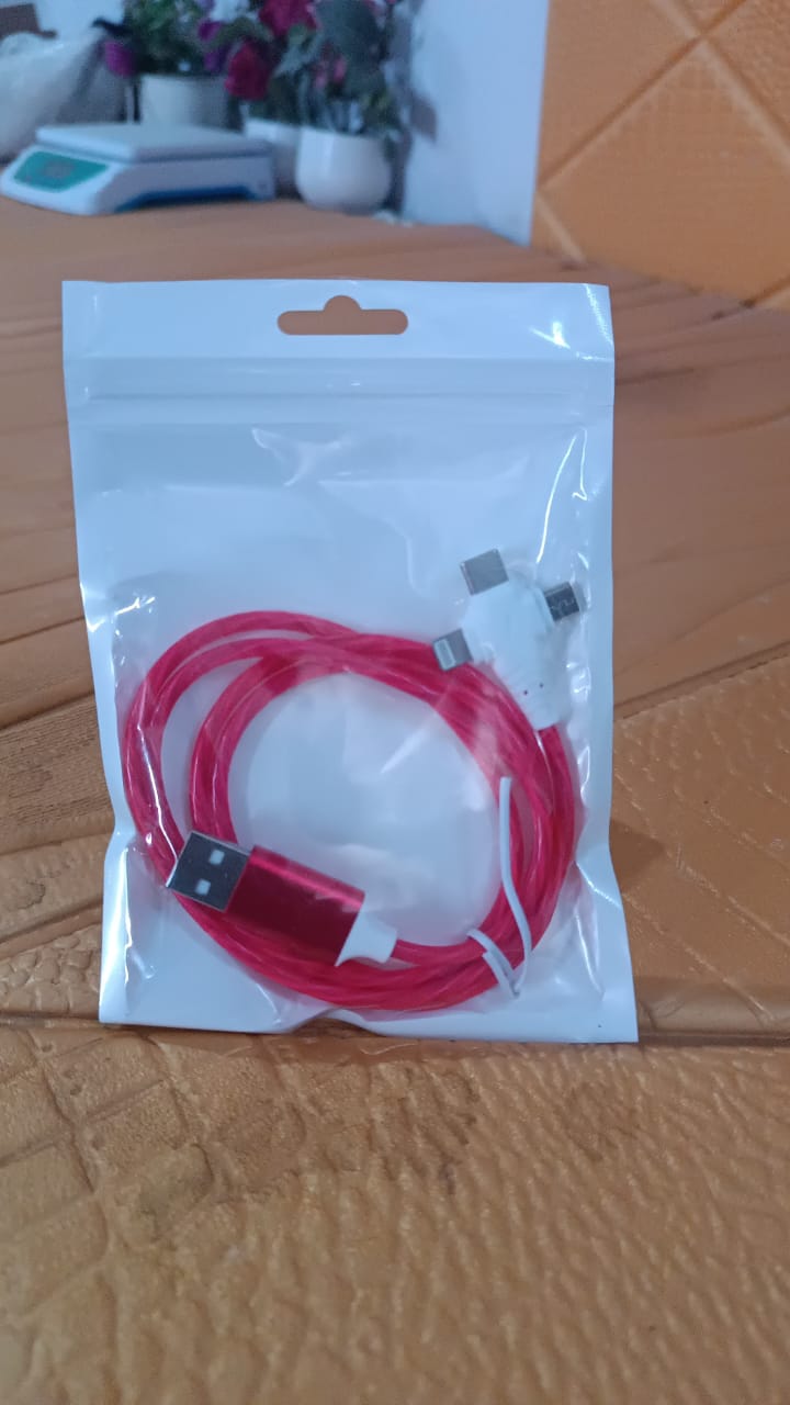 3 in 1 Charging Cable Light Up Fast Charger Lighting Cable (Mix Color) Your Brand
