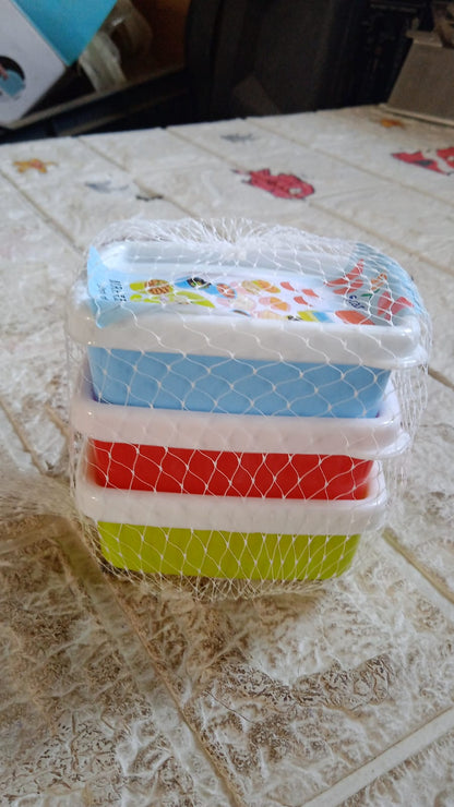 3-Piece Multicolor Airtight Container Set – Rectangular Food & Fridge Storage Your Brand