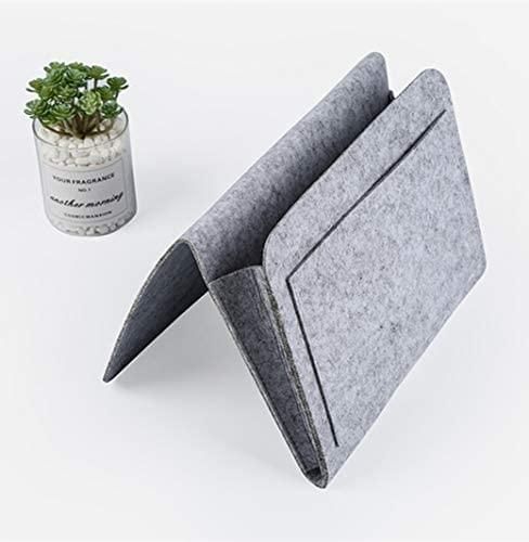 The Gir Farmer gray felt bedside pocket for essentials with multiple compartments on white background