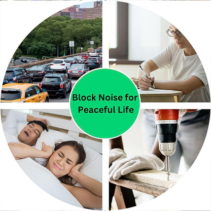 Your Brand Foam Earplugs for Noise Reduction in four lifestyle scenarios blocking noise for a peaceful life