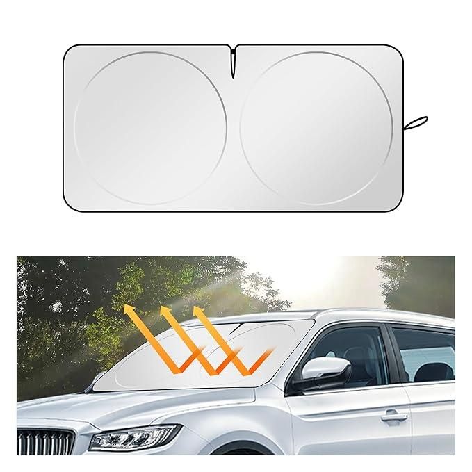 Folding car window sunshade designed to block sunlight and keep cars cool